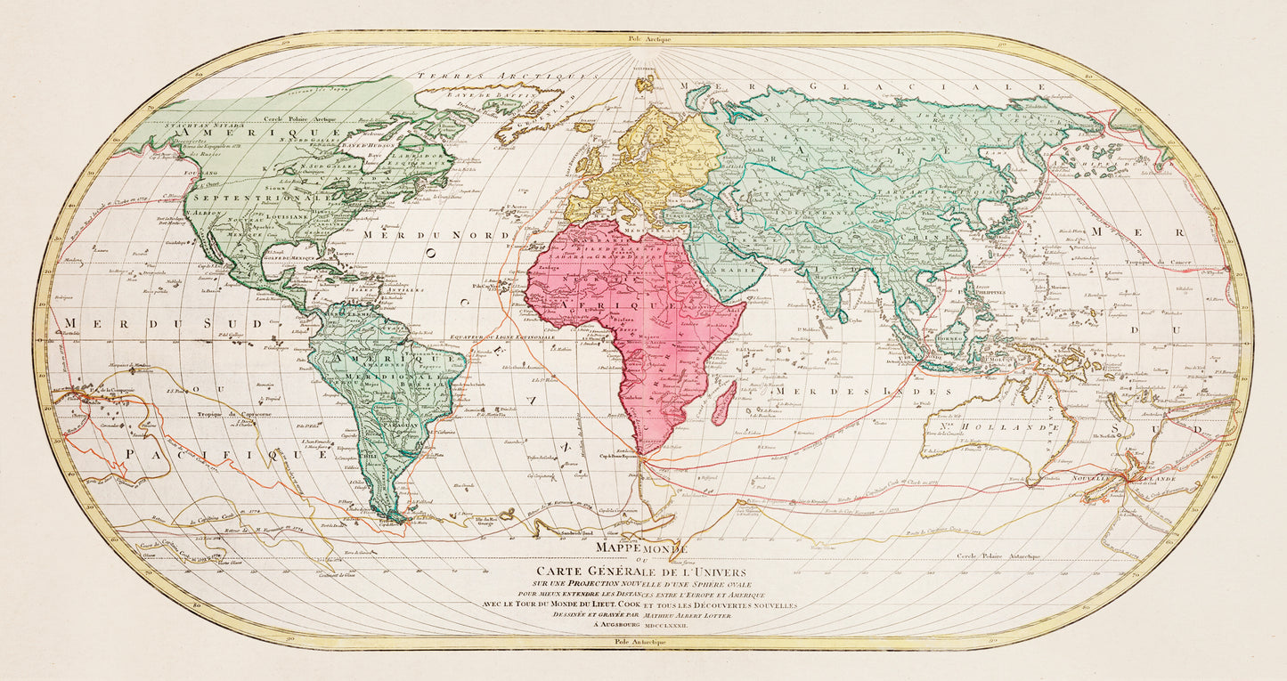 Mappe Monde  (1782) by Mathieu Albert Lotter