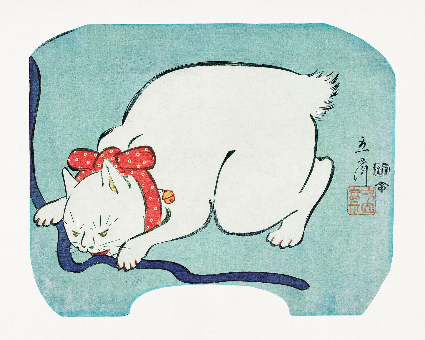 Japanese White Cat by Utagawa Hiroshige