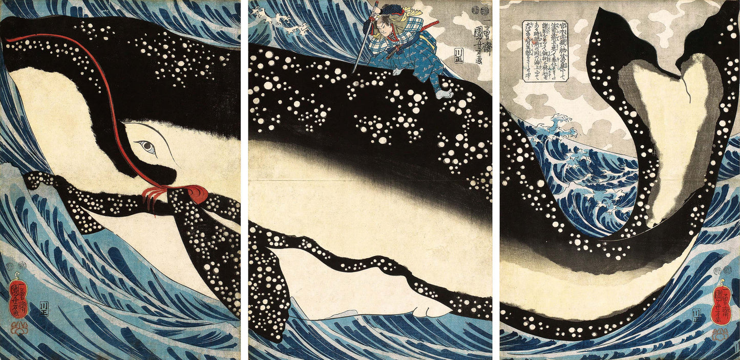 Miyamoto no Musashi Attacking the Giant Whale by Utagawa Kuniyoshi